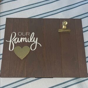 Brown Wooden Family Photo Frame with Gold Clip